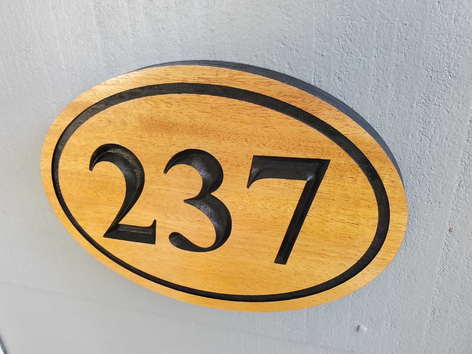 Custom House Sign Number Plaque Outdoor Wood Caved Personalized Home Oval