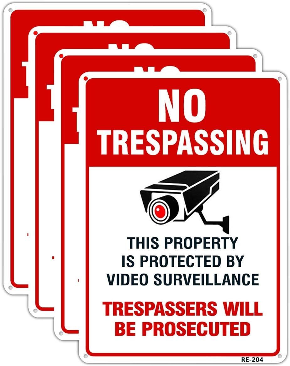 4 Pack No Trespassing Sign 10X14 Inches Heavy Duty Aluminum 7 Year Lifespan