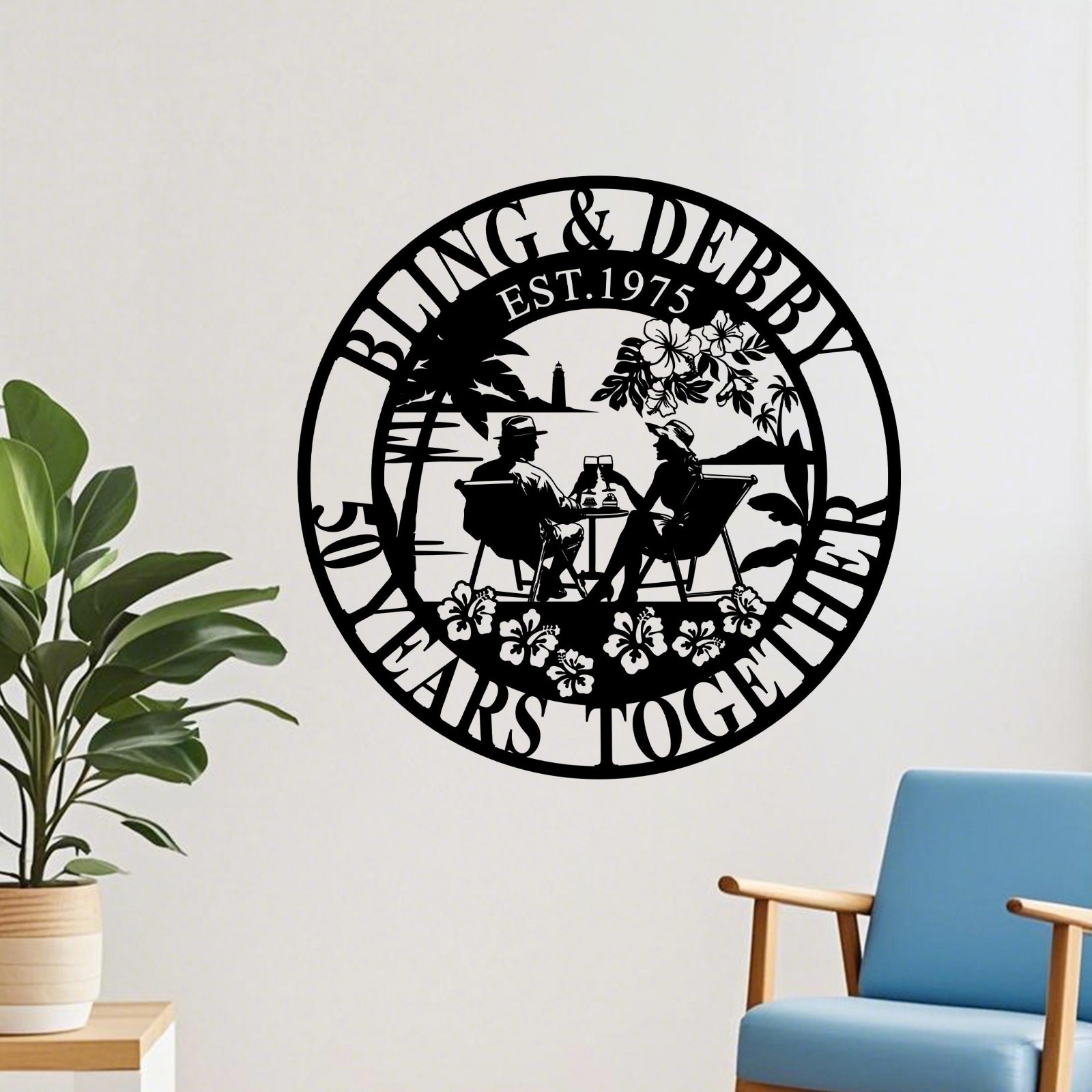 Personalized Couple Metal Sign, Years Together Anniversary Wall Art