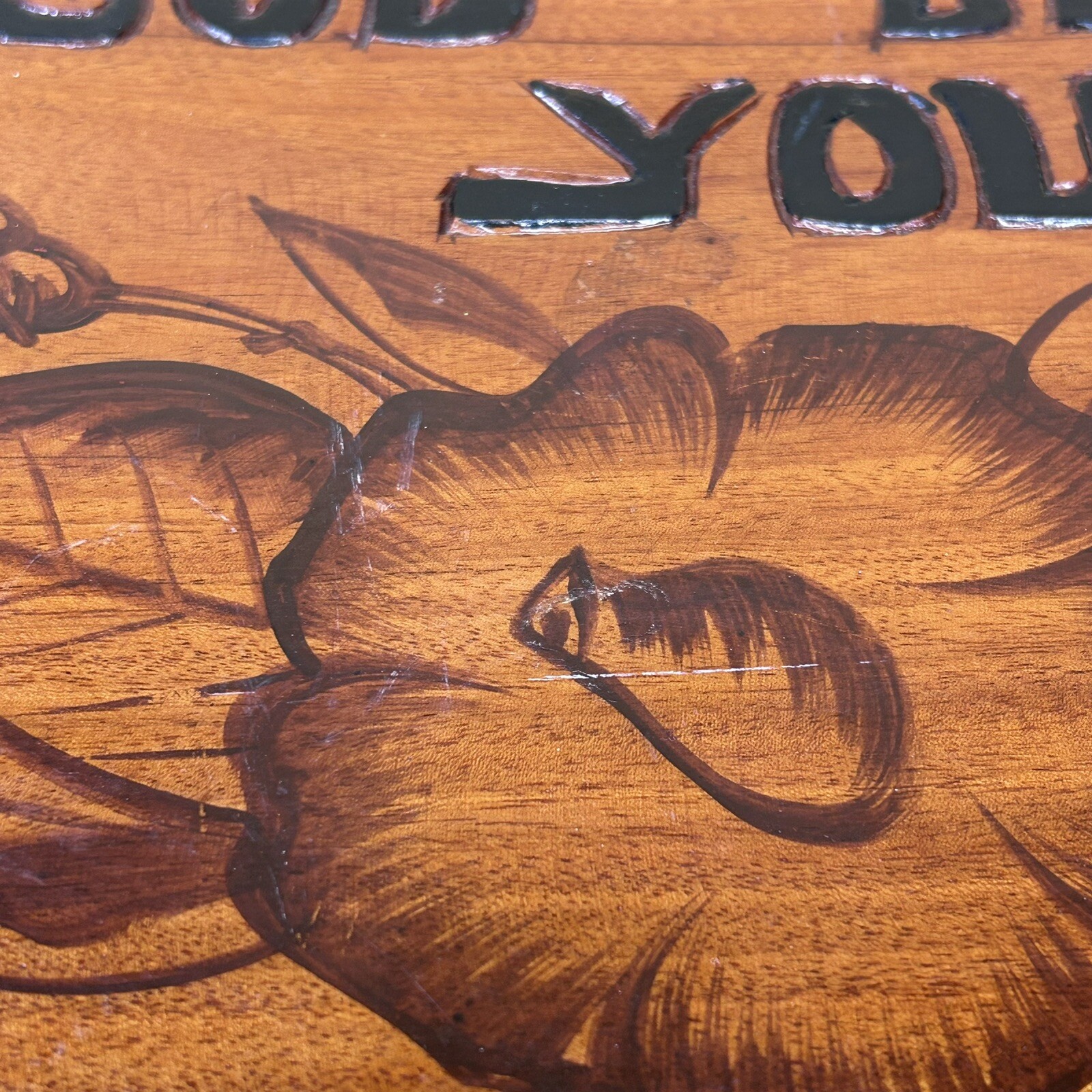 Vintage Wood Sign For Hanging Outside “God Bless You” Folk Art 15”x 8” Handmade