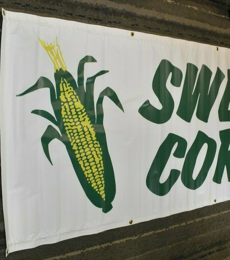 LOT OF 2 SWEET CORN 8′ x 3′ Vinyl Banner Sign with Grommets – Cosmetic Defects