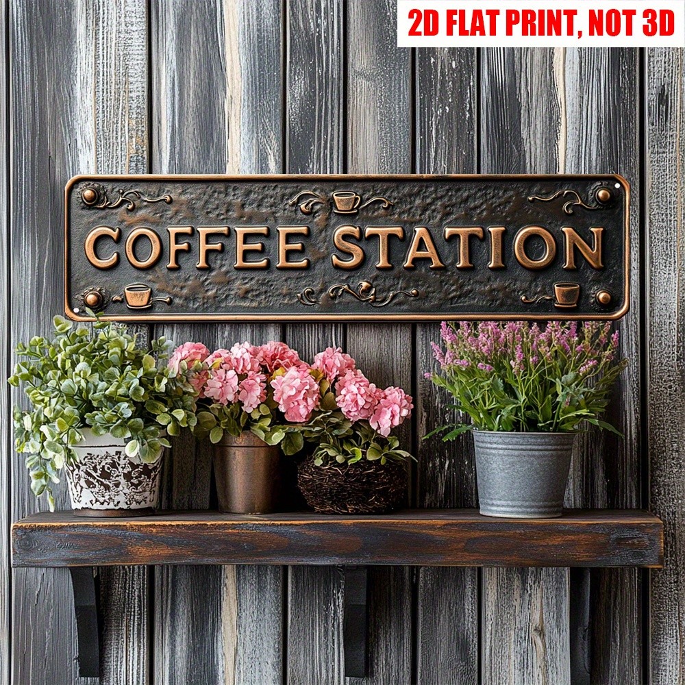 Vintage Coffee Station Metal Sign Retro Coffee Bar Home Cafe Decor Kitchen Gift