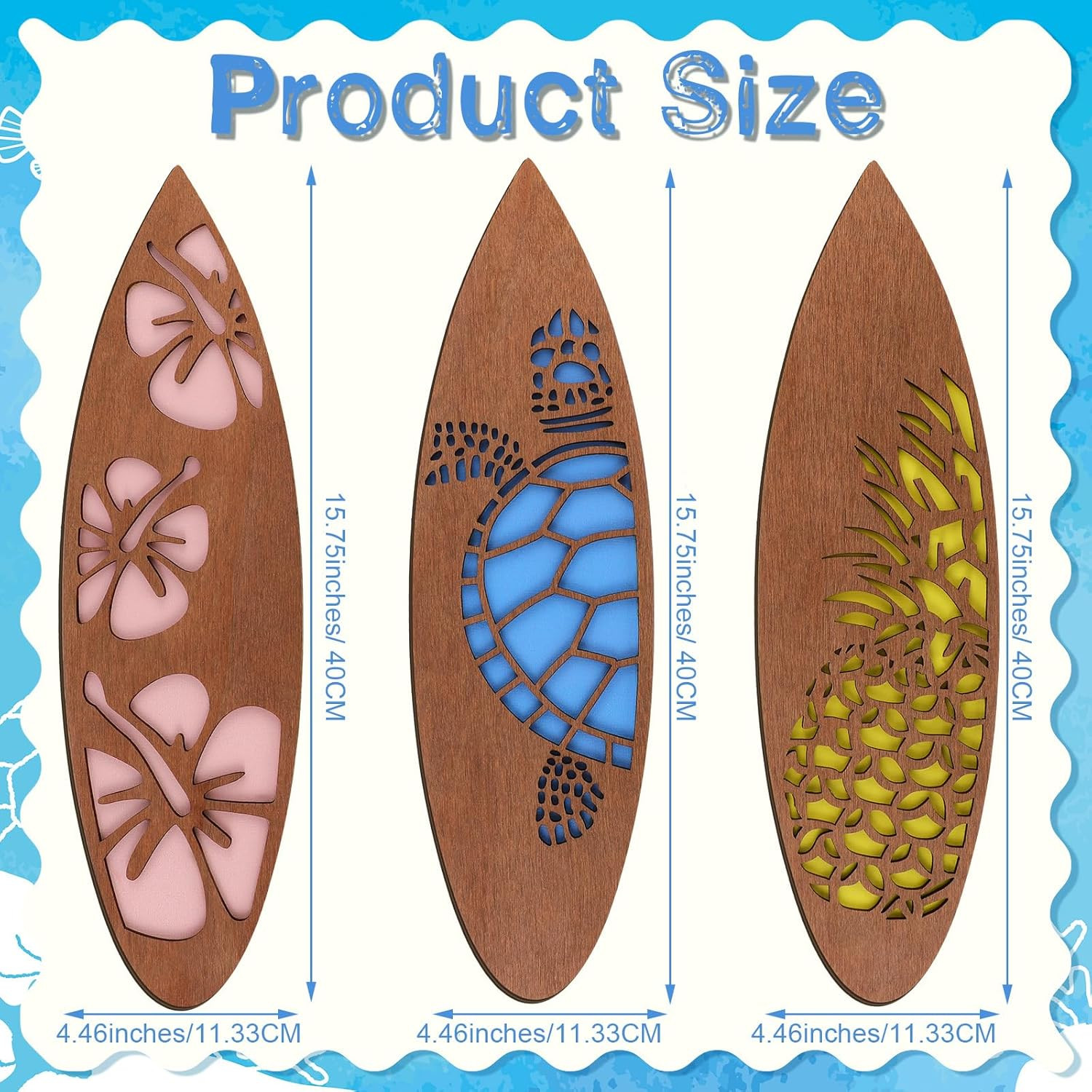 3 Pcs Surfboard Wall Decor Surfboard Hanging Sign Available in Sizes Summer Back