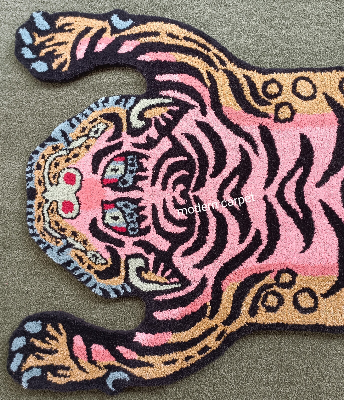 Tibetan Tiger Rugs 2×3 Feet Handmade 100% Woolen Hand Tufted For Home Decoration