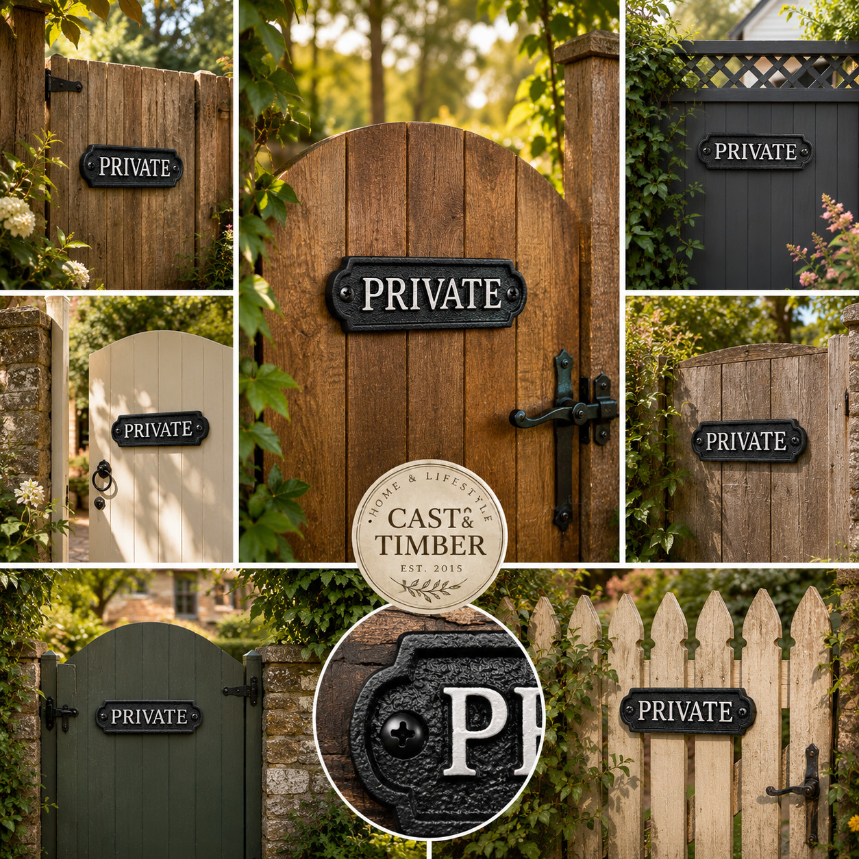 PRIVATE Door Sign Cast Iron Plaque Wall Gate Sign Rustic Vintage Black