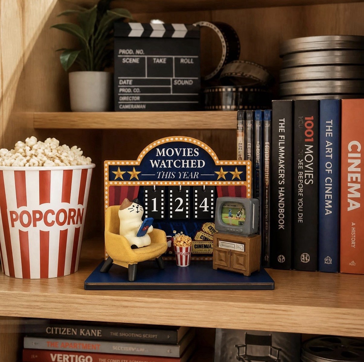 Movies Watched This Year Freestanding Tabletop Sign, Wood/Resin, Number Tags