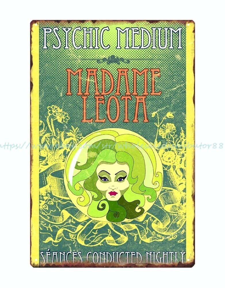 psychic medium Madame Leota metal tin sign colorful wall decor