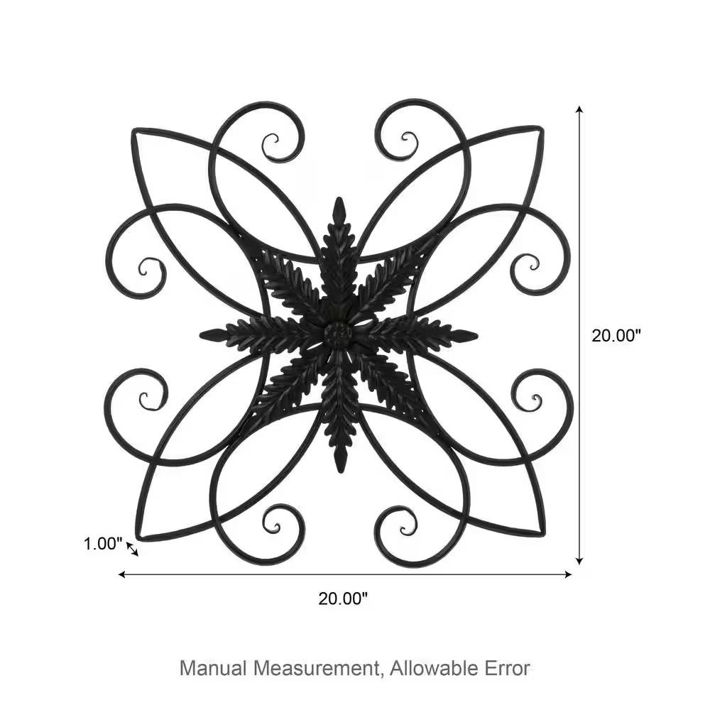 20 In. L Traditional Clematis Pattern Iron Scroll Outdoor Wall Decor