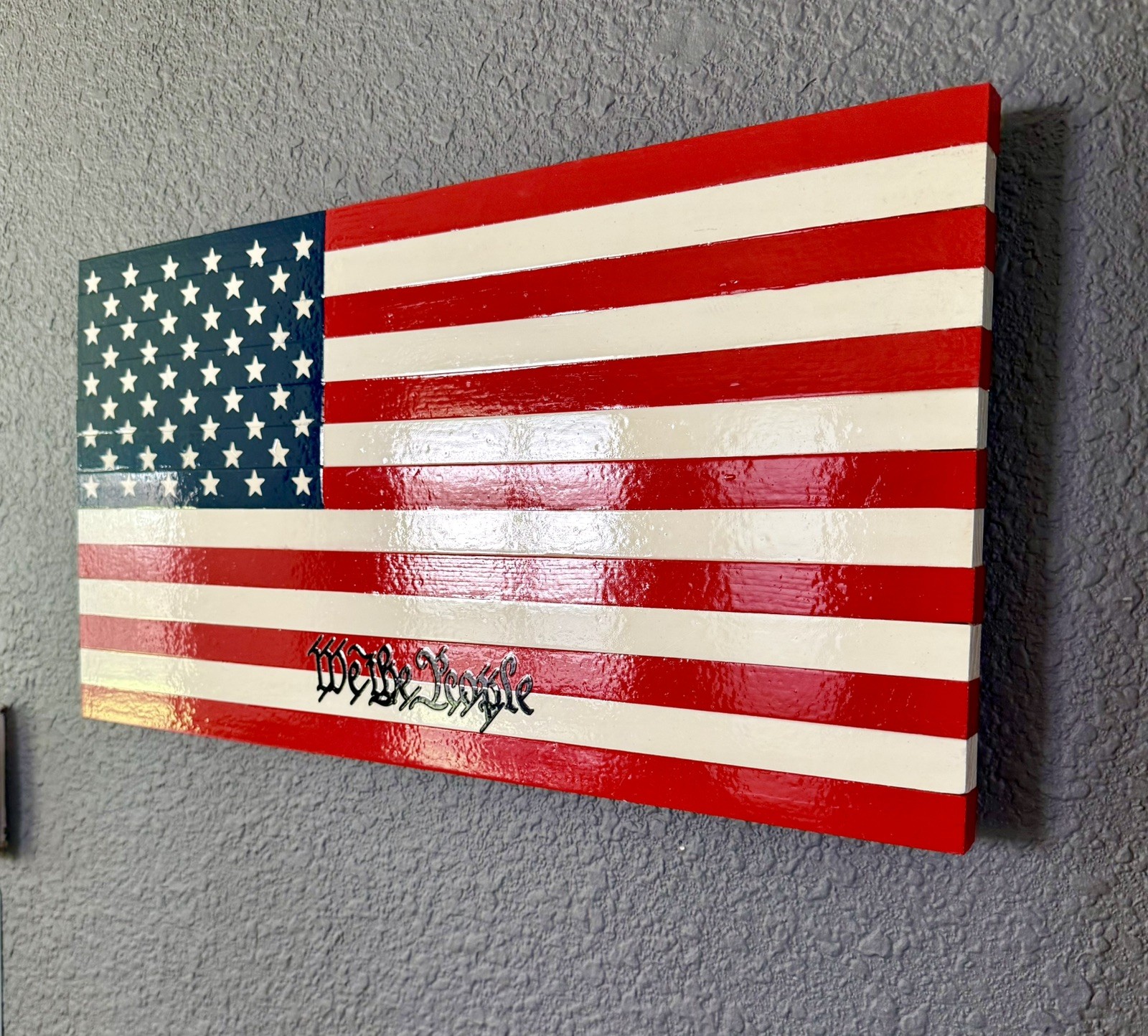 Handmade Wooden American Flag “We The People” wall hanging