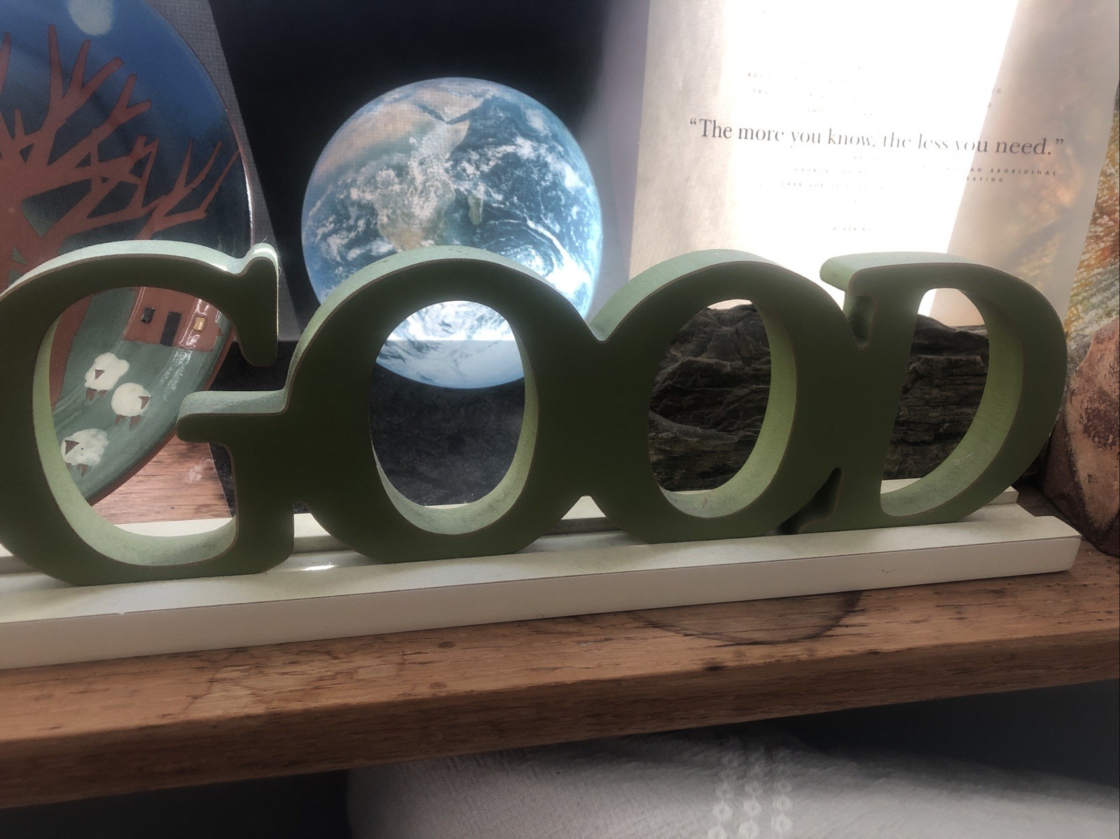 Life Is Good Wood Sign NWT Ivory/ Green