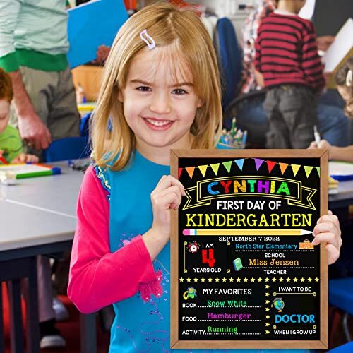 First & Last Day of School Chalkboard with Frame, 14 x 11 Inch First Day of