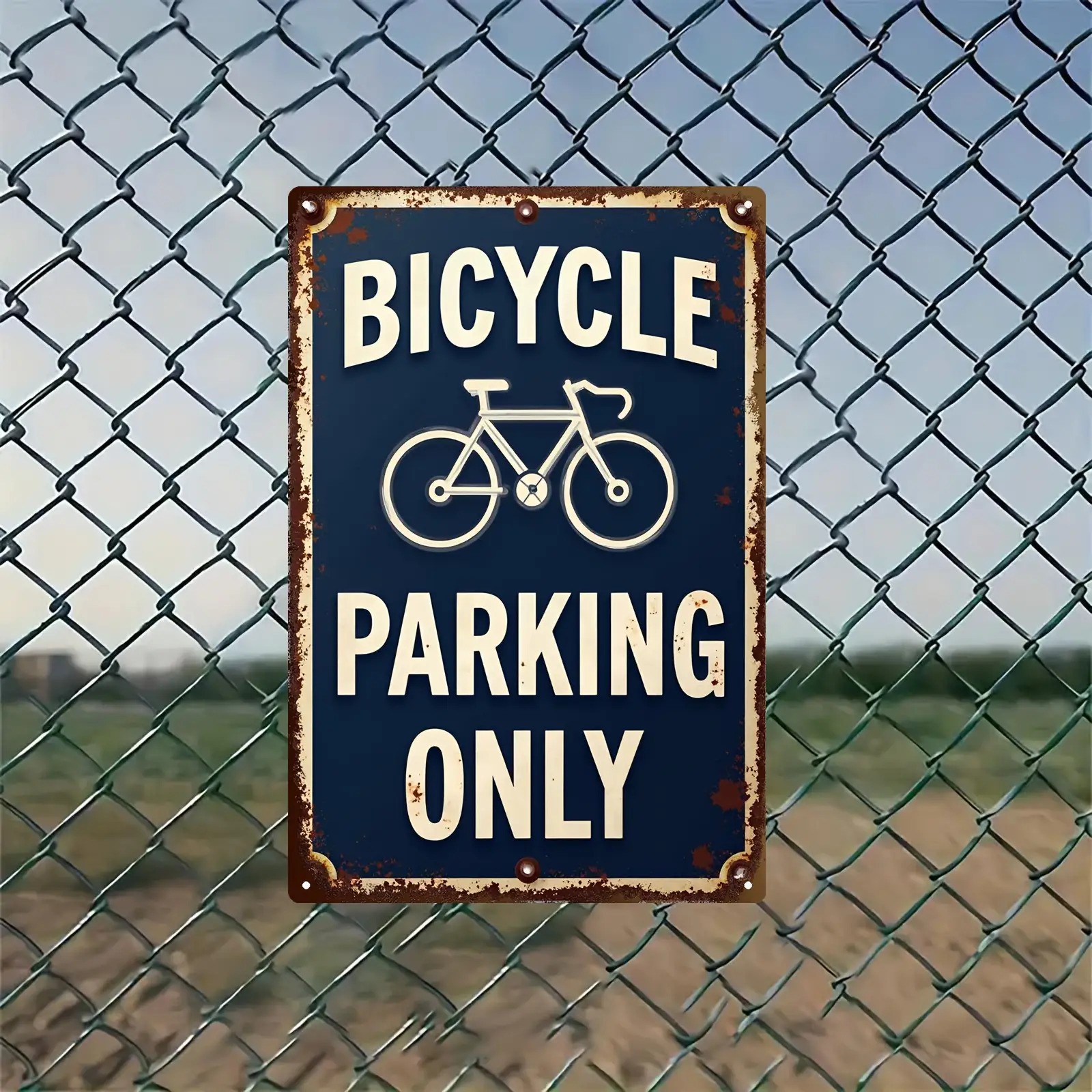 Vintage Bicycle Parking Sign 12×8 Inches Iron Metal