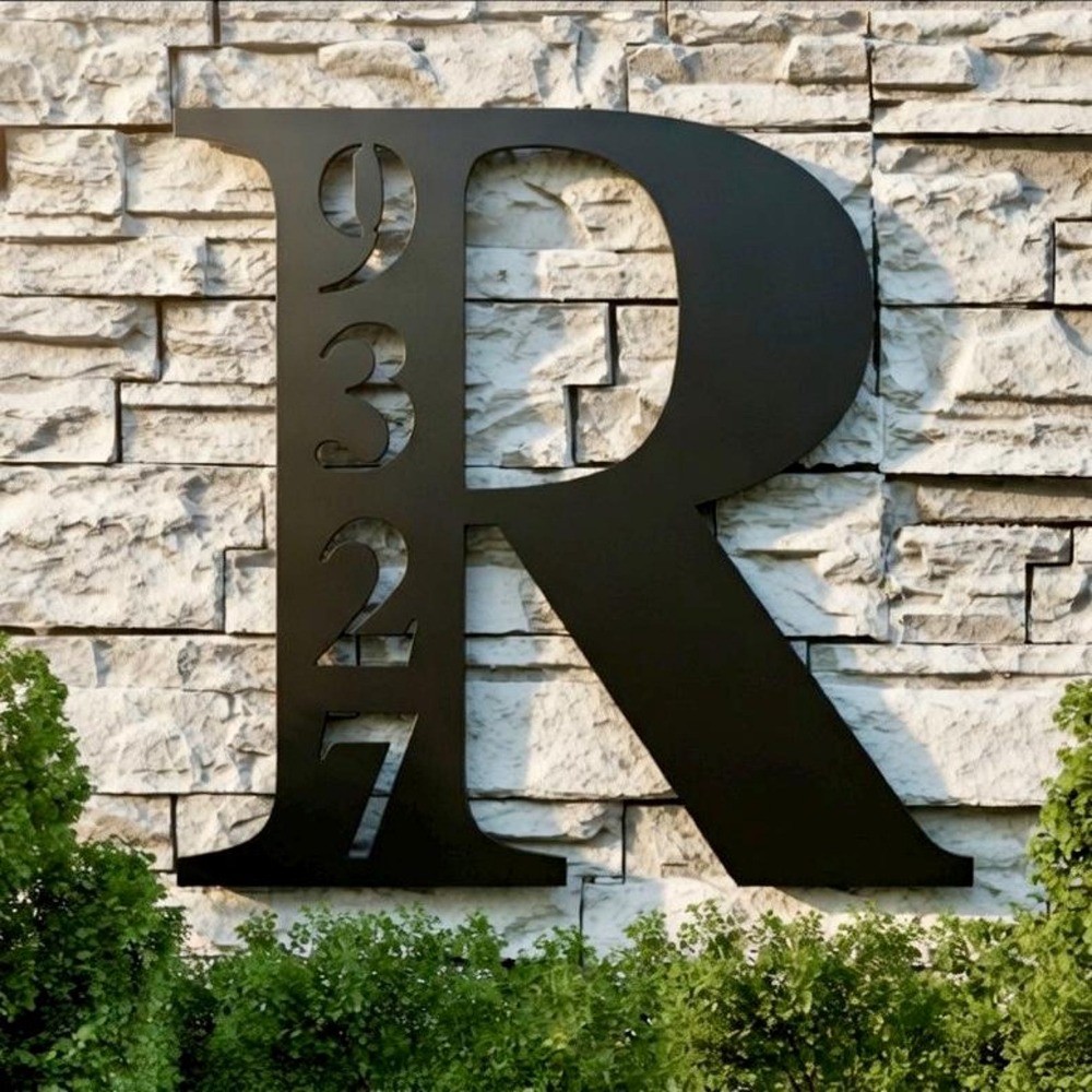 Metal Letter House Number Sign Custom Address Plaque Wall Mount House Sign