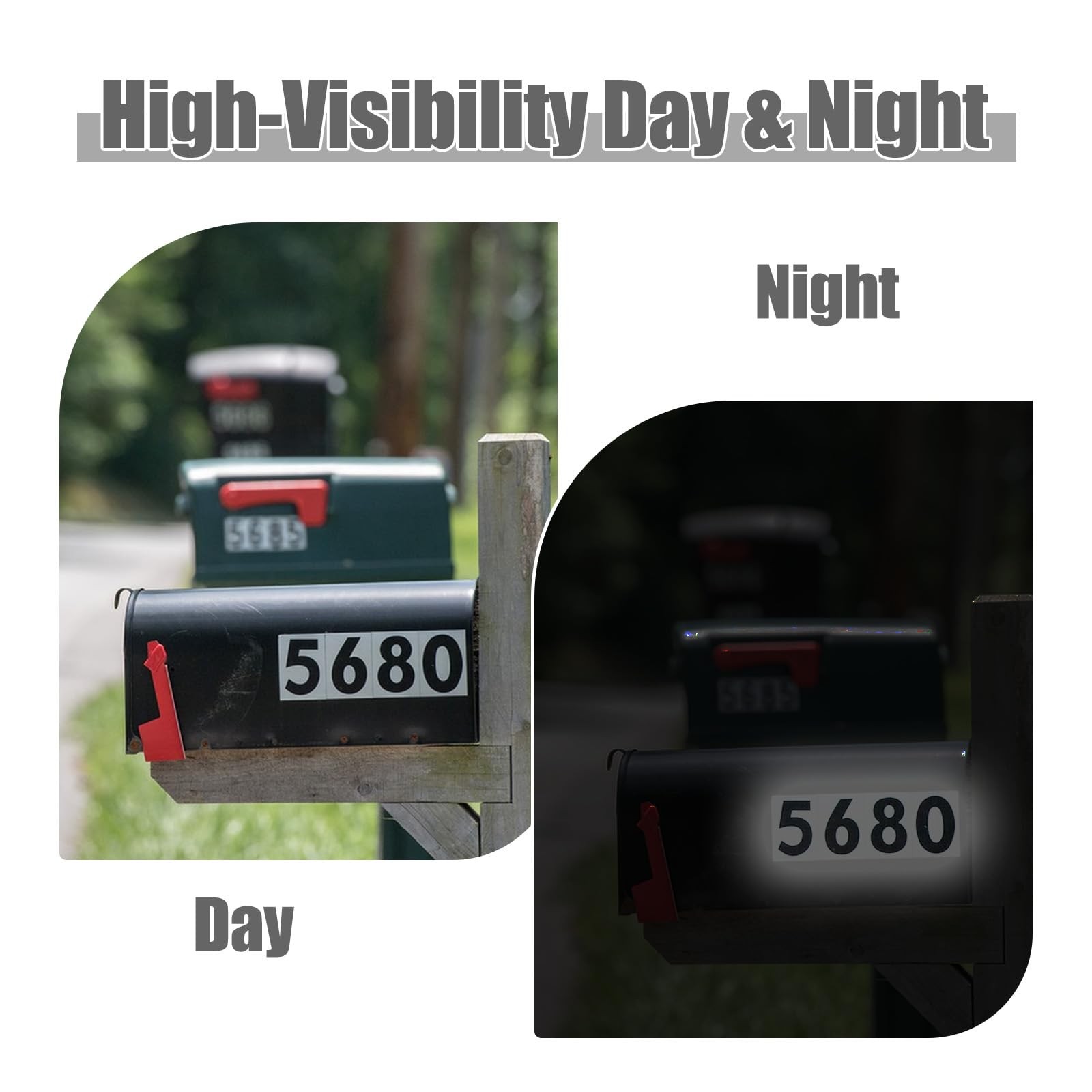 0-9 Reflective Vinyl Mailbox Numbers Stickers for Outside 5 Set Black