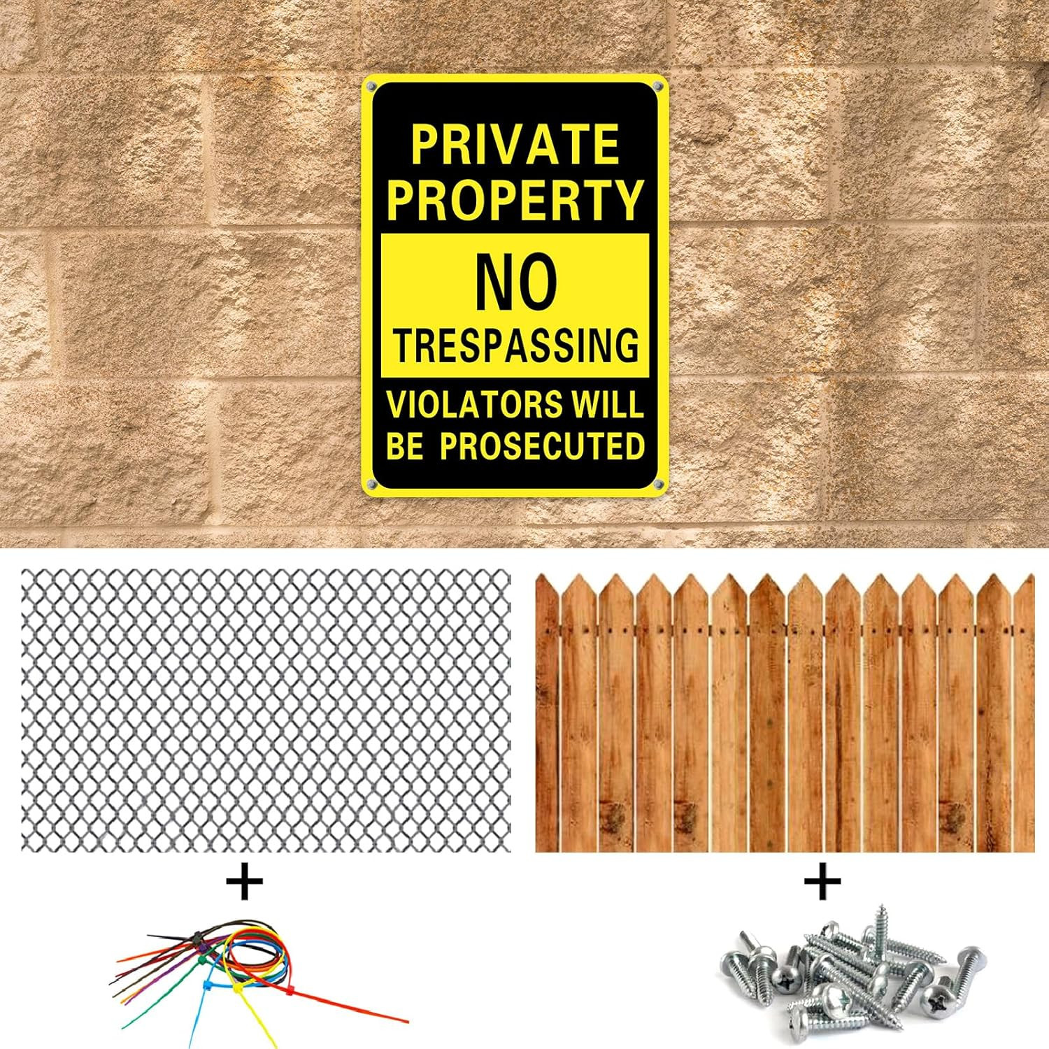 No Trespassing Signs 8 Pack Reflective Aluminum Private Property Fence Sign 7×10