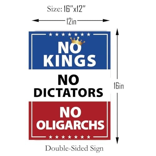 No Kings In America Sign No Kings No Dictators Protest Sign Double Sided Corr…