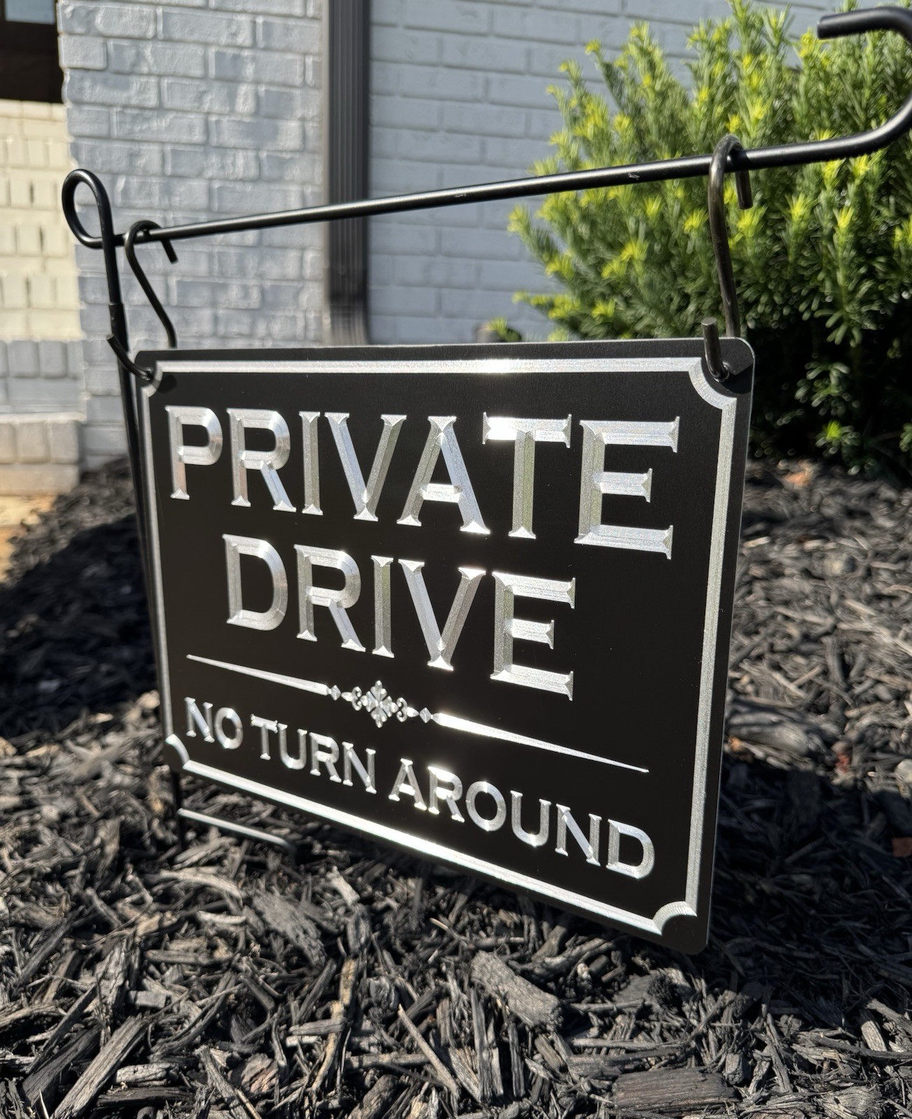 Reflective Diamond Etched Private Property Drive No Turn Around Yard Sign 12×9