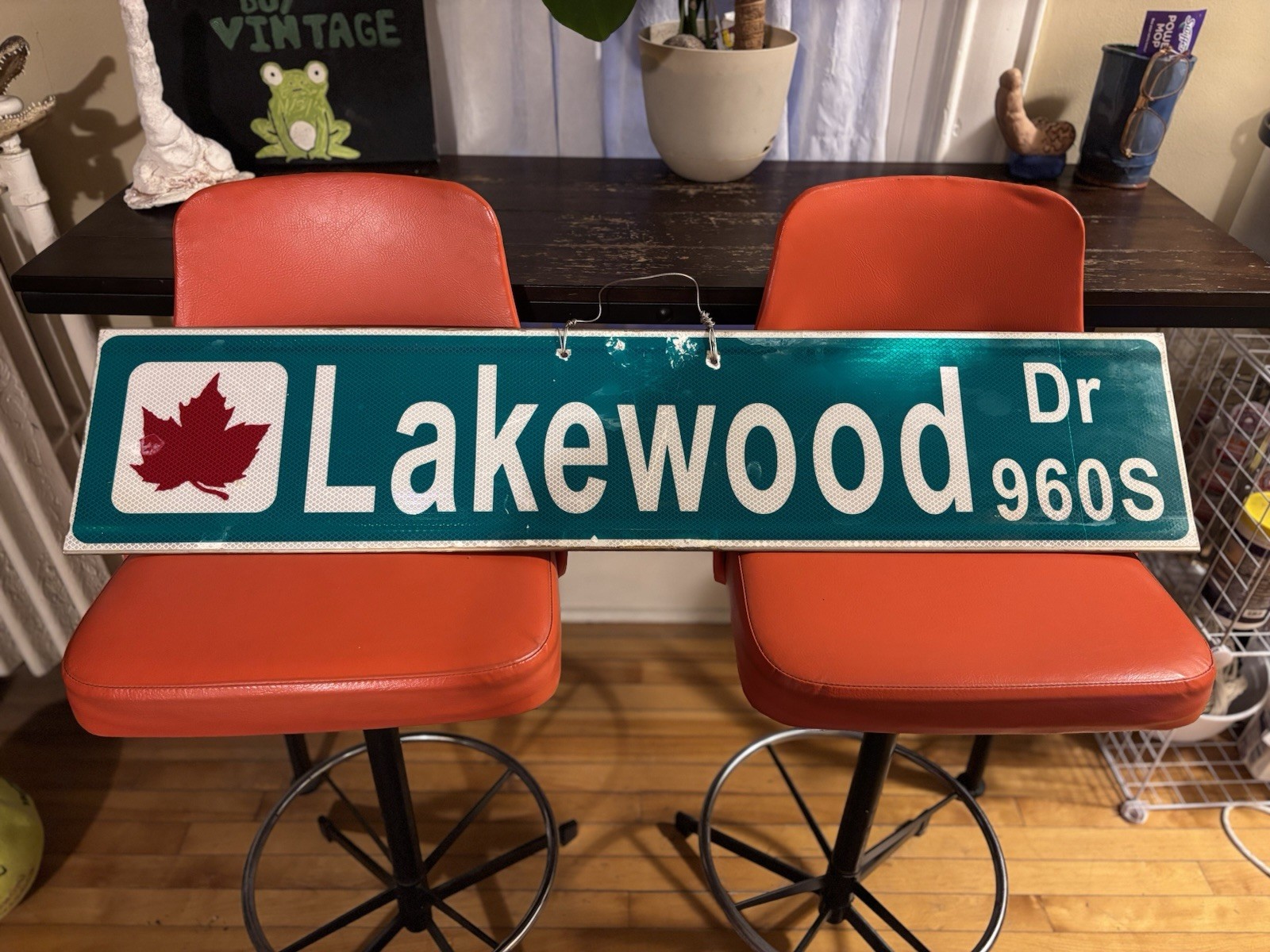 Original Urban Street Art on Metal Street Sign – Upcycled Wall Art Double Sided