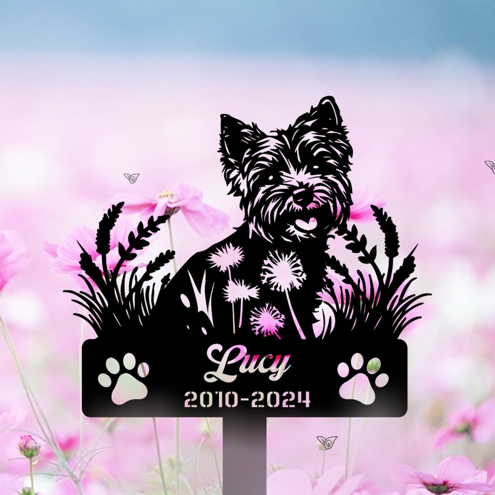 Yorkshire Terrier Memorial Sign, Custom Name Dog Grave Marker, Pet Loss Garden