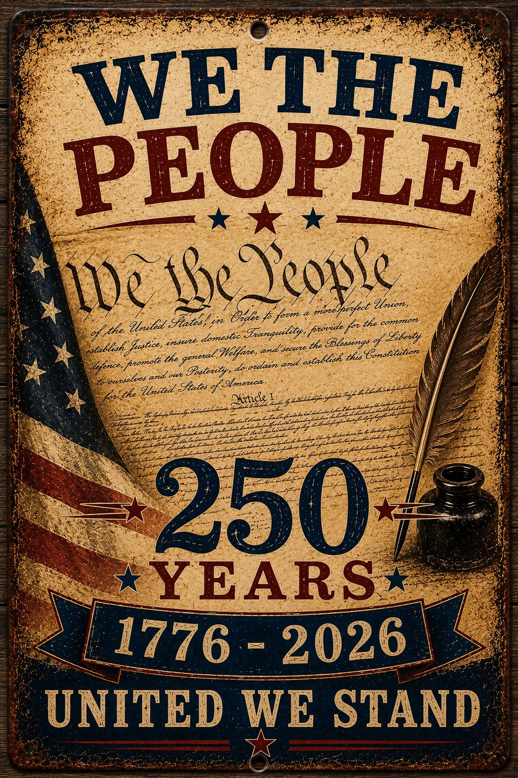 America 250 Years 1776-2026 Patriotic Eagle Metal Sign USA Freedom 8×12 Aluminum