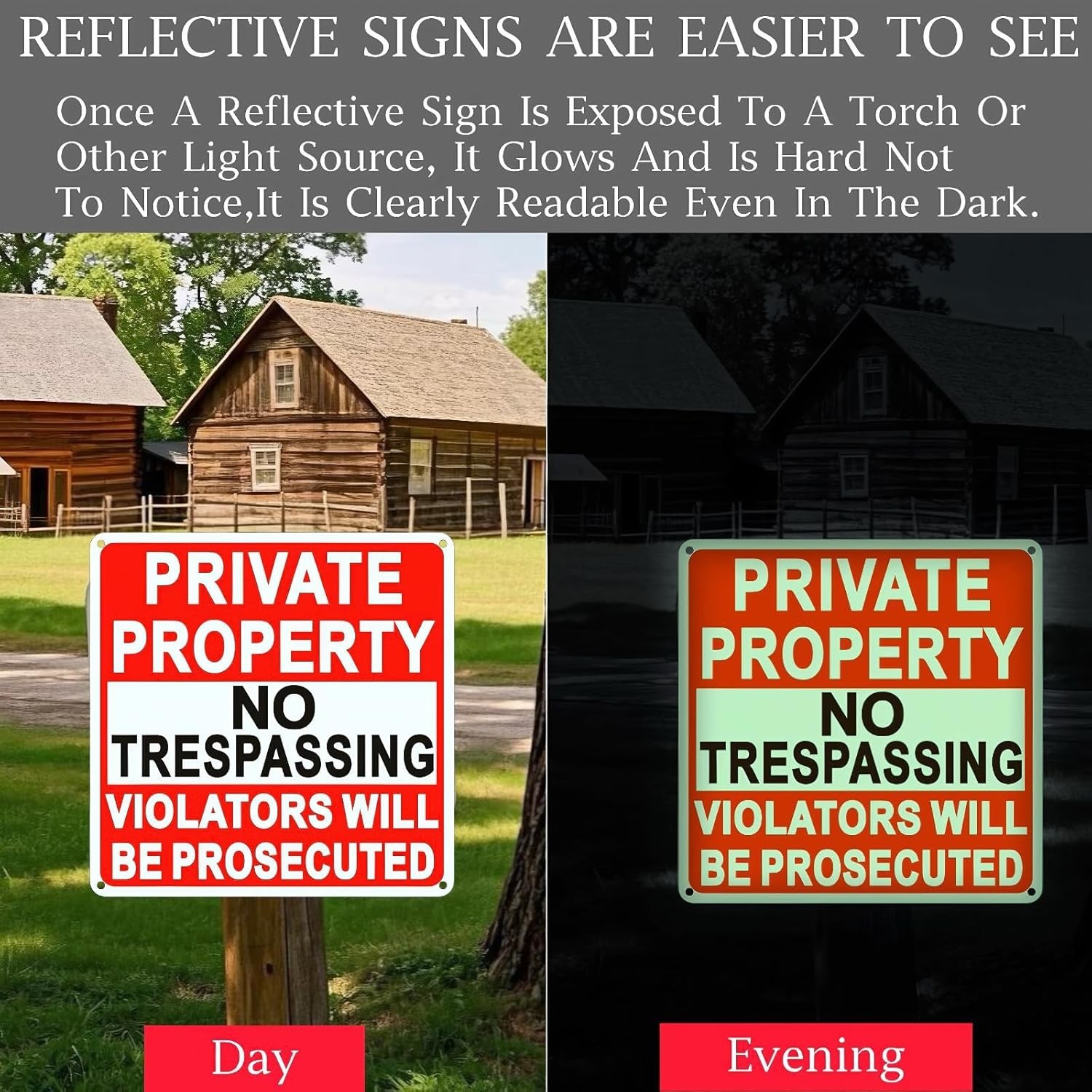 4 Pack Large No Trespassing Signs Private Property, 8×12 Inch Rust Free Aluminum