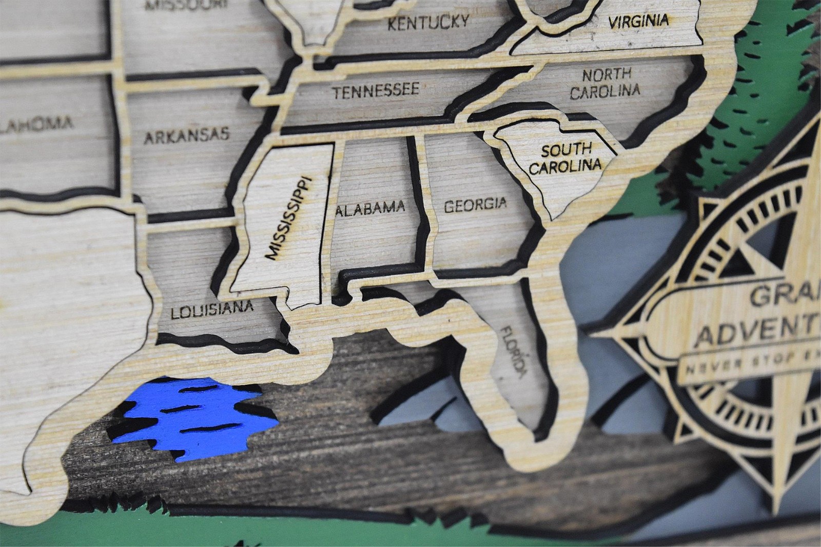 United States Travel Map State Tracker Roadtrip Traveler Handmade Gift 16×10
