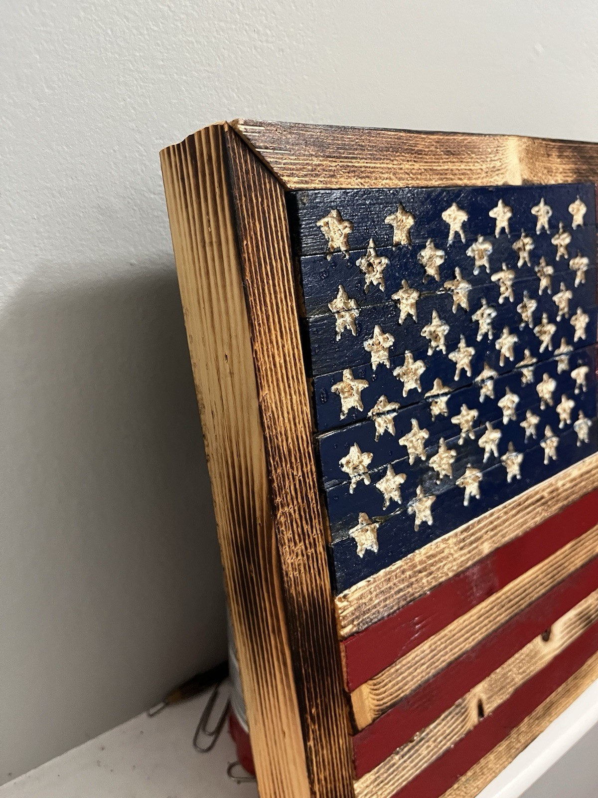 Handmade Wooden American Flag 20×11.5 Classic 50 Star Rustic Wall Decor