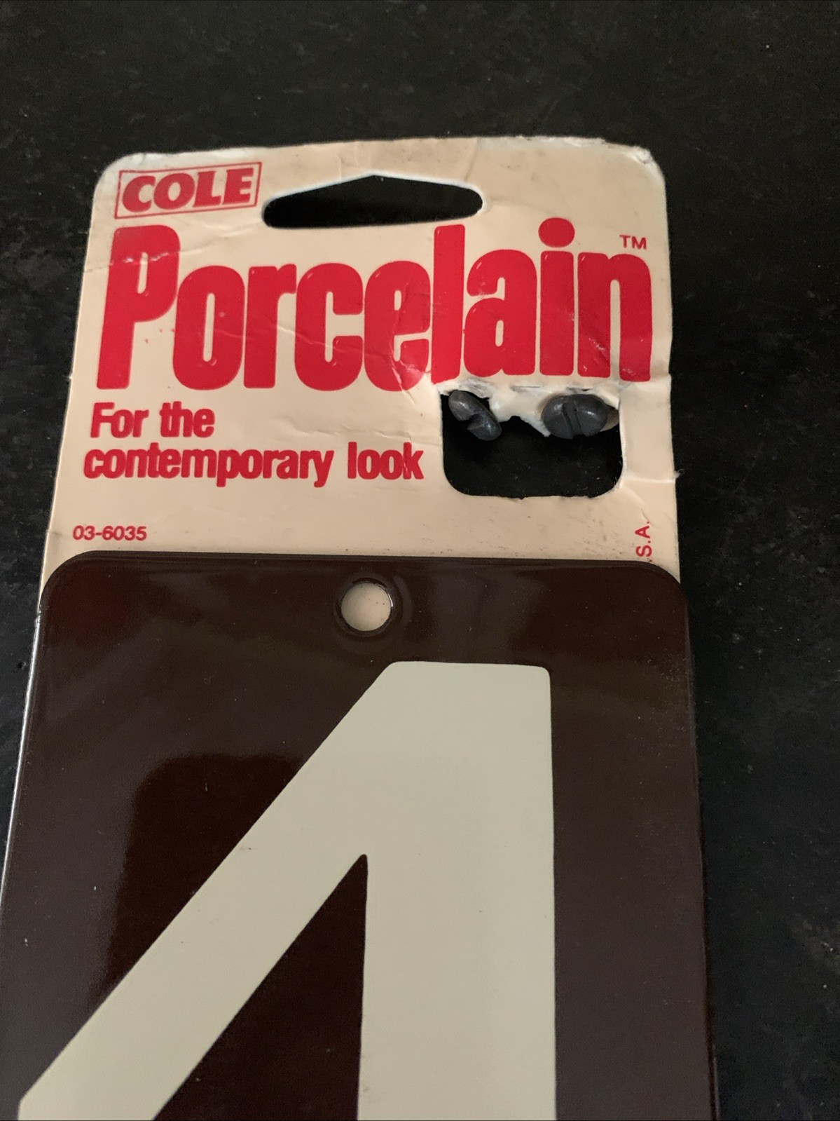 Vintage Cole Porcelain House Number #4