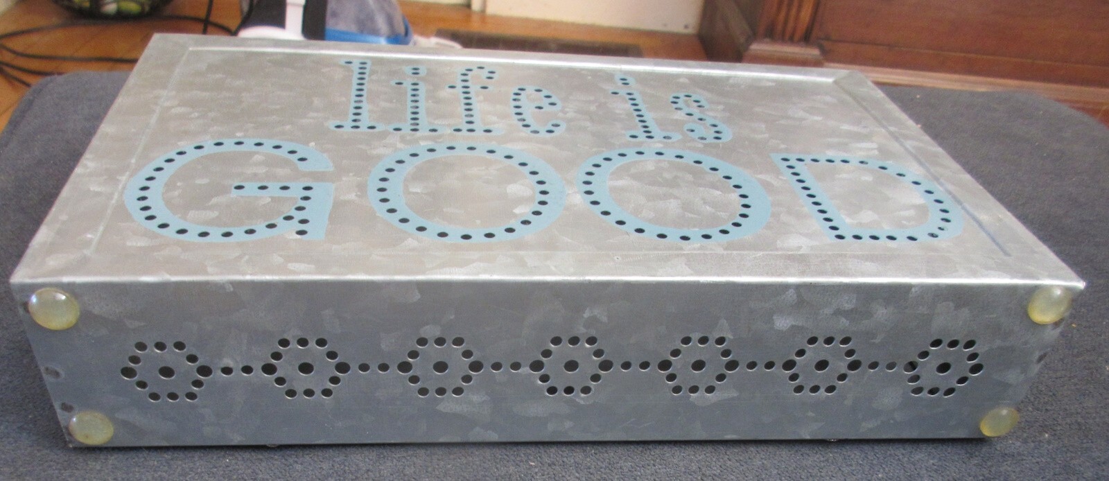 “LIFE IS GOOD” Metal Wall Art with Opening Compartment