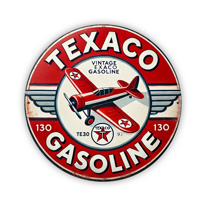 Vintage Texaco Aviation Gasoline Tin Metal Sign Retro Red White 8×8