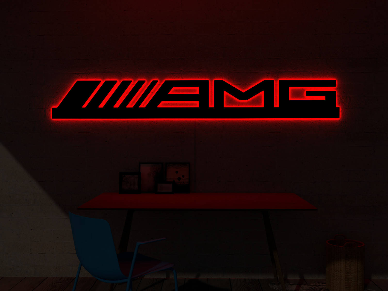 RGB LED Wall Art AMG Sign Automotive Garage Decor Luxury Car Neon Light Gift XXL