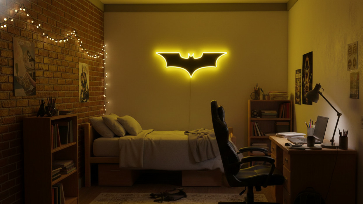 Bat Mirror Neon Sign| Neon Wall Art Sign For Wall Decor| Led Neon Mirror