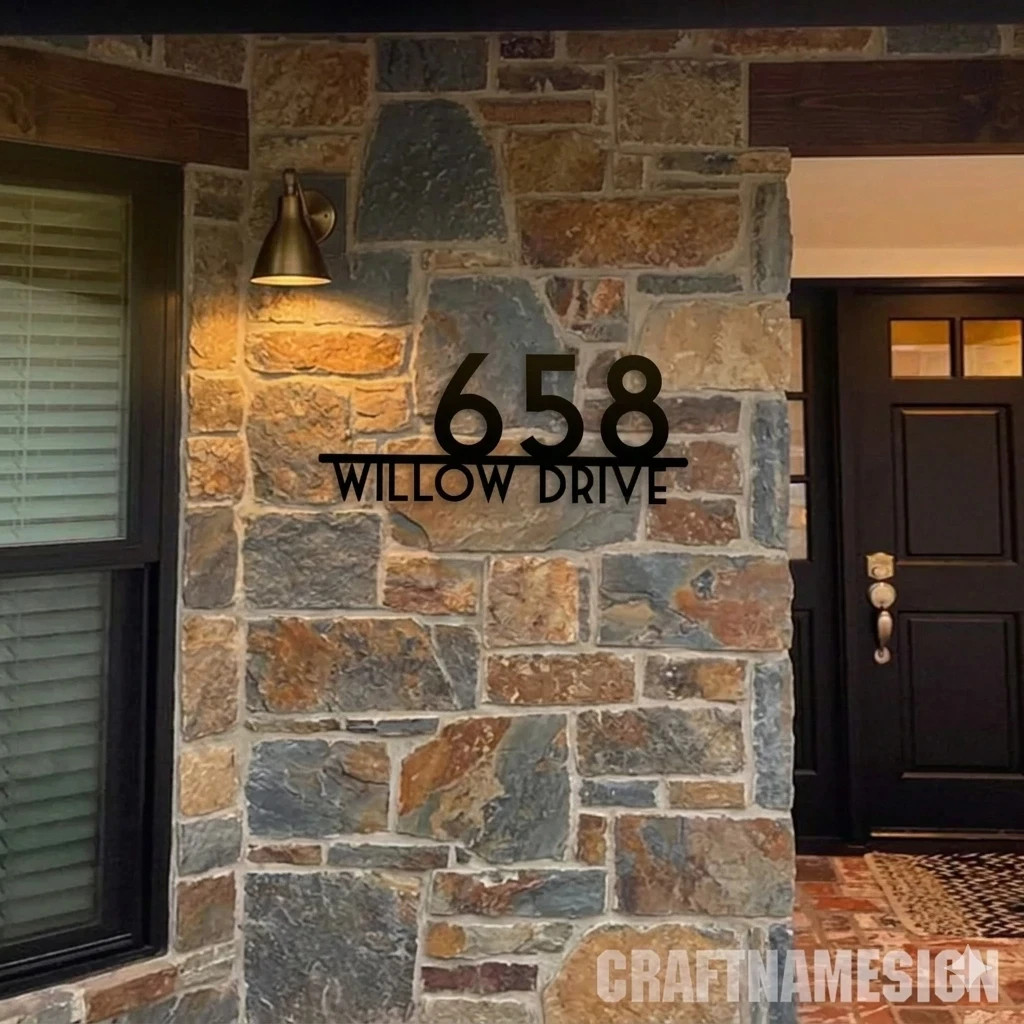 Modern Personalized Custom Outdoor Metal Address Sign Modern House Number Decor