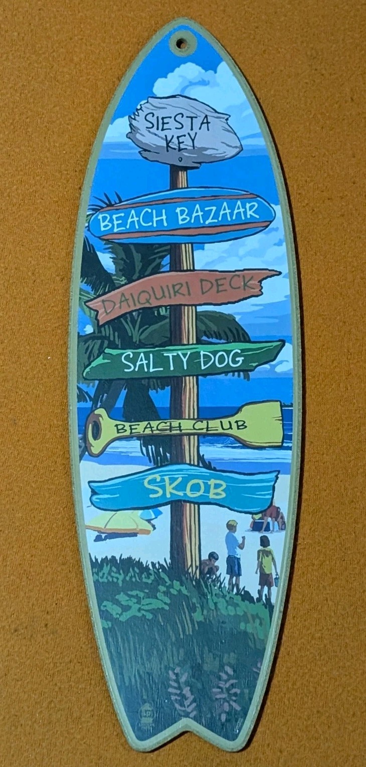 Beach Surfboard Hanging Wooden Plaque Decor 15″ x 5″