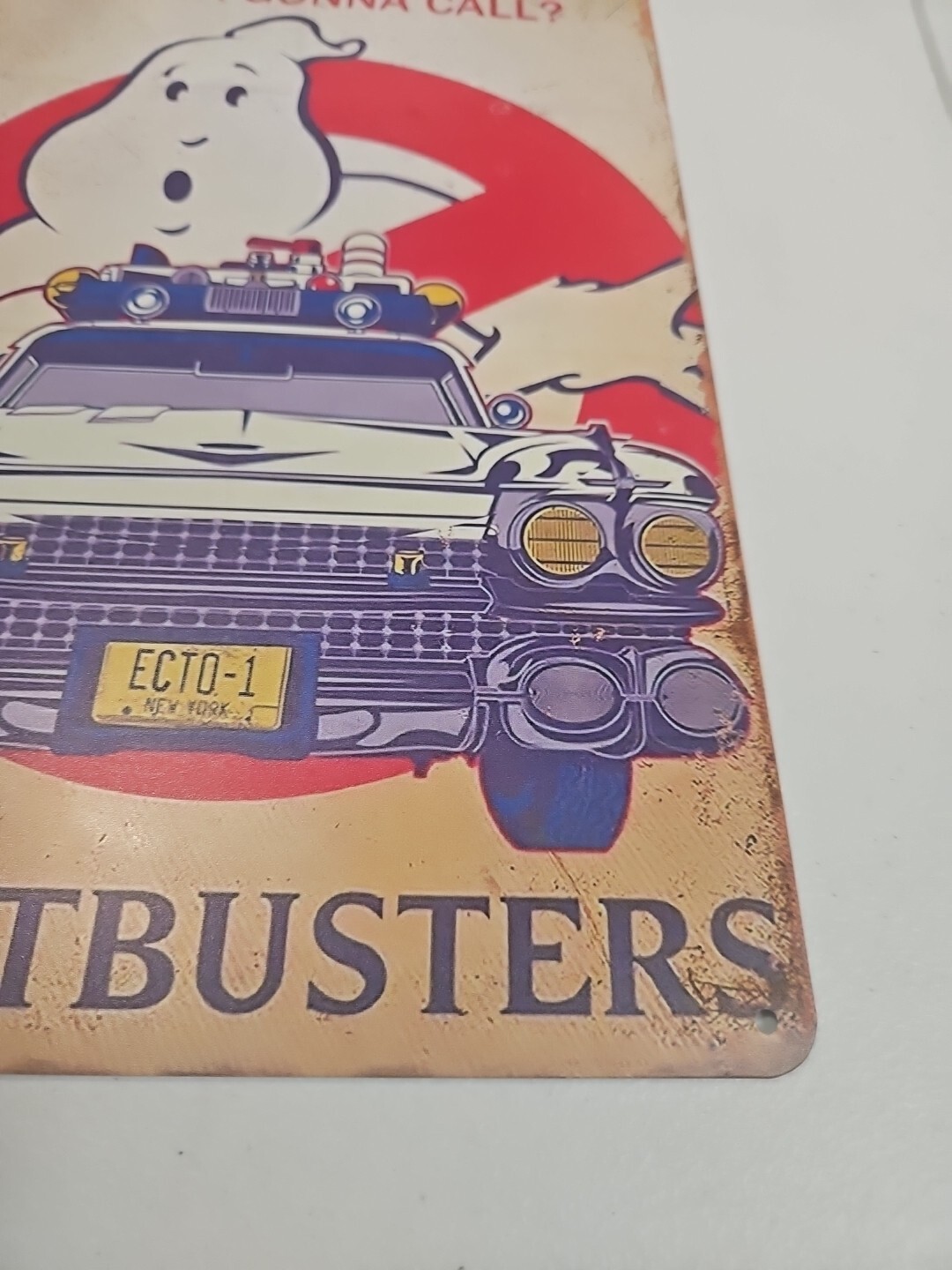 Ghostbusters, Who Ya Gonna Call? Rustic-looking Tin Sign, 8×12