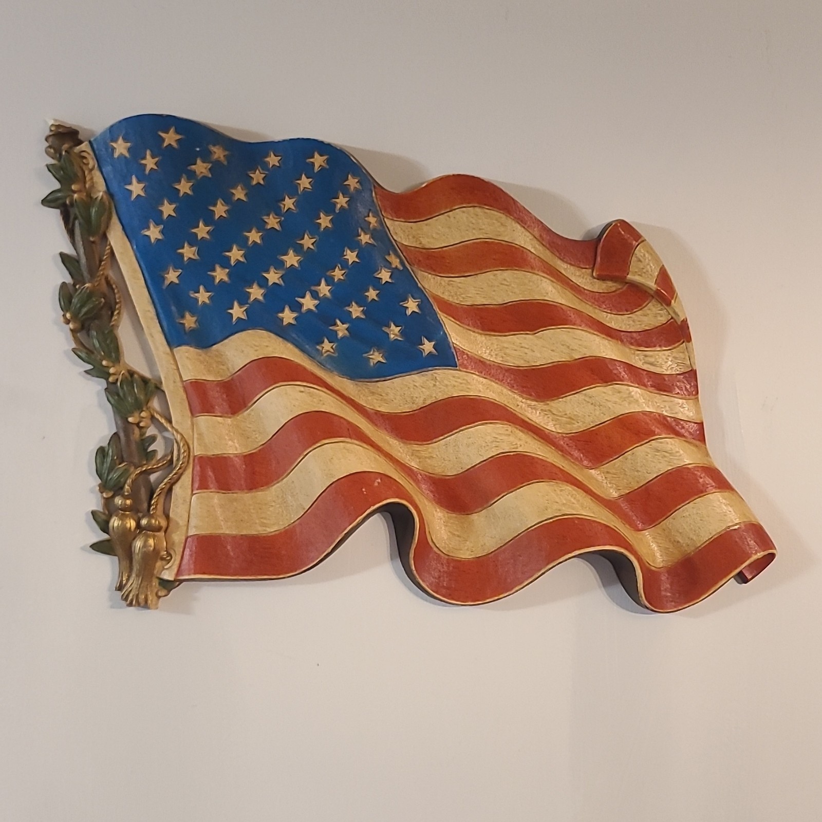 Vintage Burwood Products 1971 American US Flag – Wall Mounted – 15″ x 20″