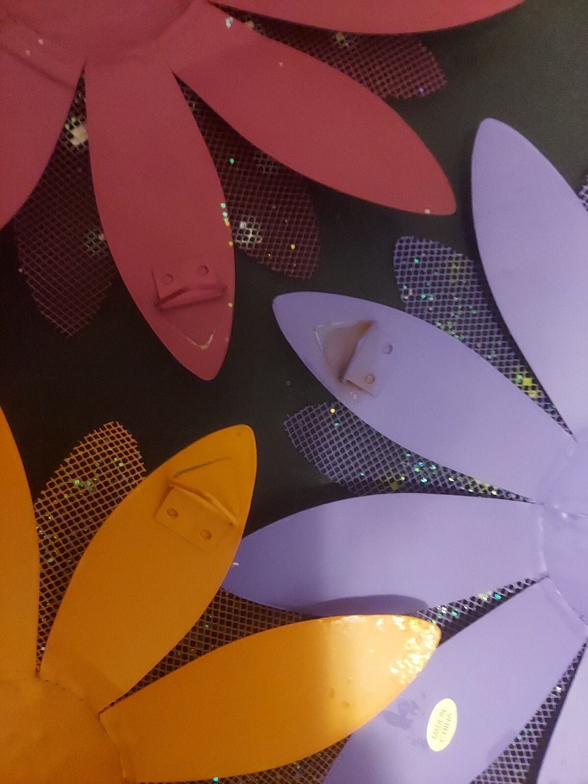 Metal Wall Art-Colorful Flowers Decor-3 Pieces-Medium Size-Red, Purple, Orange