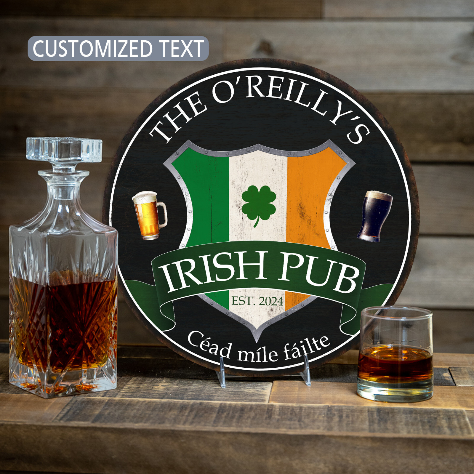 Personalized Irish Pub Sign, St Patrick’s Day Decor, Irish Decor Custom Bar Sign
