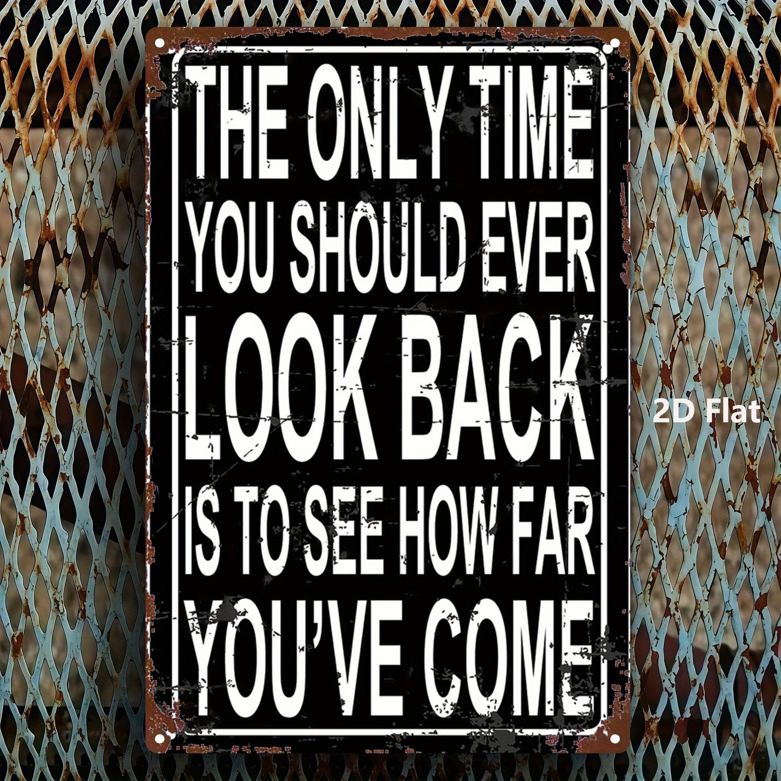 Vintage Metal Wall Sign 8×12 Inches Black White