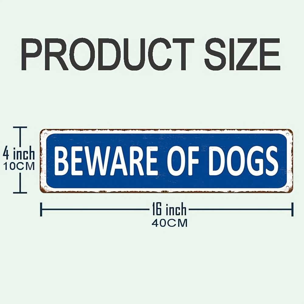 Beware Of Dogs Vintage Metal Sign Farmhouse Yard Outdoor Wall Warning Plaque