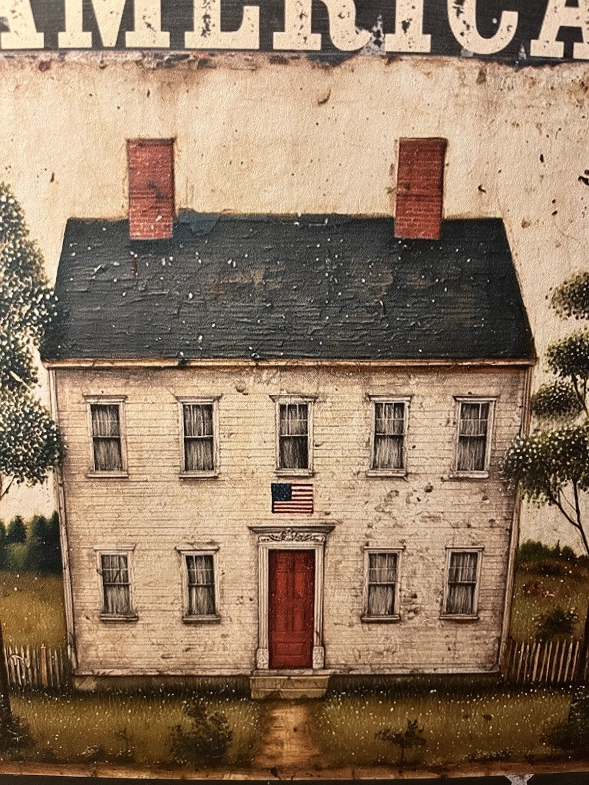 Saltbox House, America 1776, Folk Art, Primitive Handcrafted Plaque / Sign