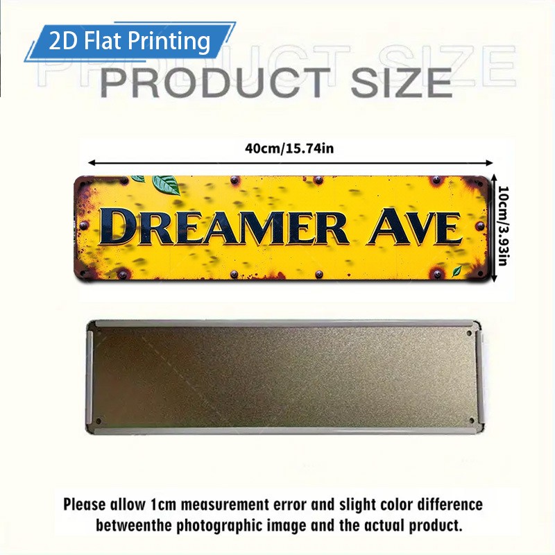 Rustic Yellow Metal Sign 10.16×40.64cm Garden Wall Art