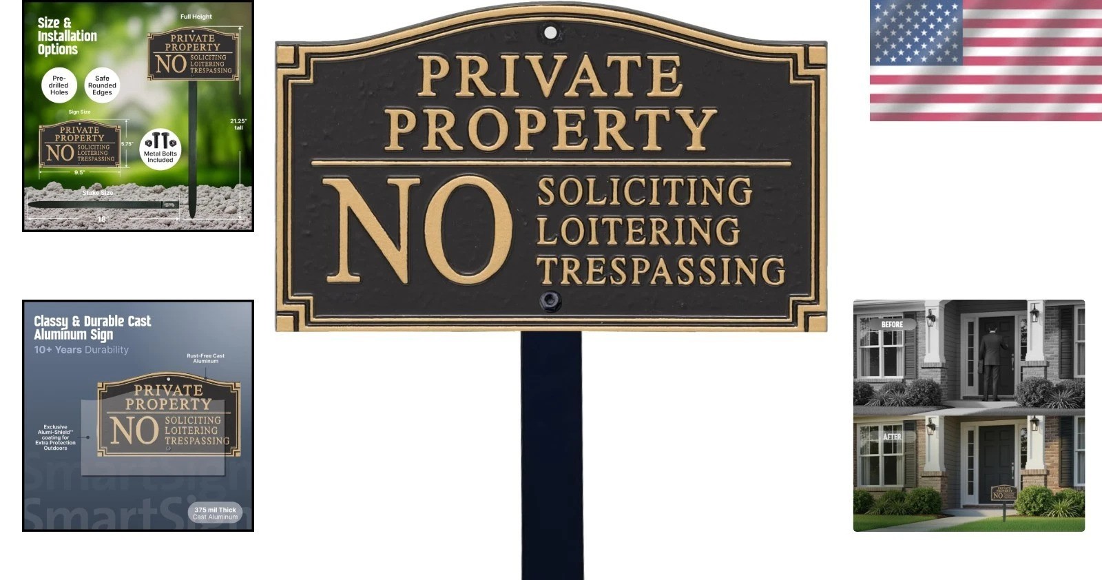 Sturdy Private Property Yard Plaque – 5.75″ x 9.5″ Easy Mounting with Lawn Stake