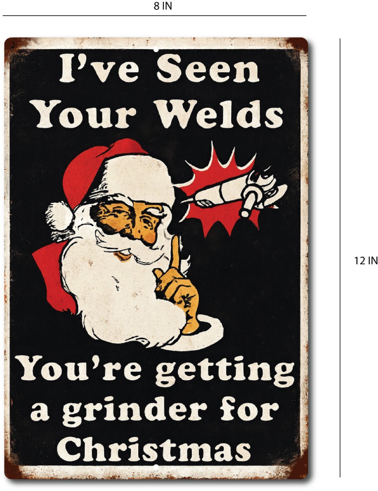 Welding Christmas Sign Aluminum 8×12 Handmade Door Mounted Shop Decor