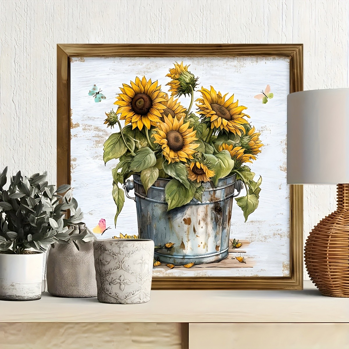 2D Wooden Sign Sunflower Art Deco Indoor Room Bedroom Desktop Shelves Wall Decor