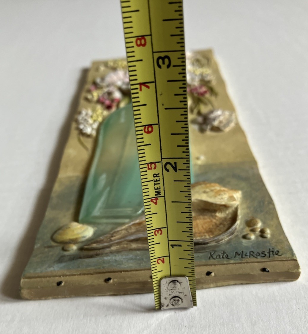 Kate McRostie Decorative 3D Wall Plaque Resin Sculpted Flowers In Aqua Vase