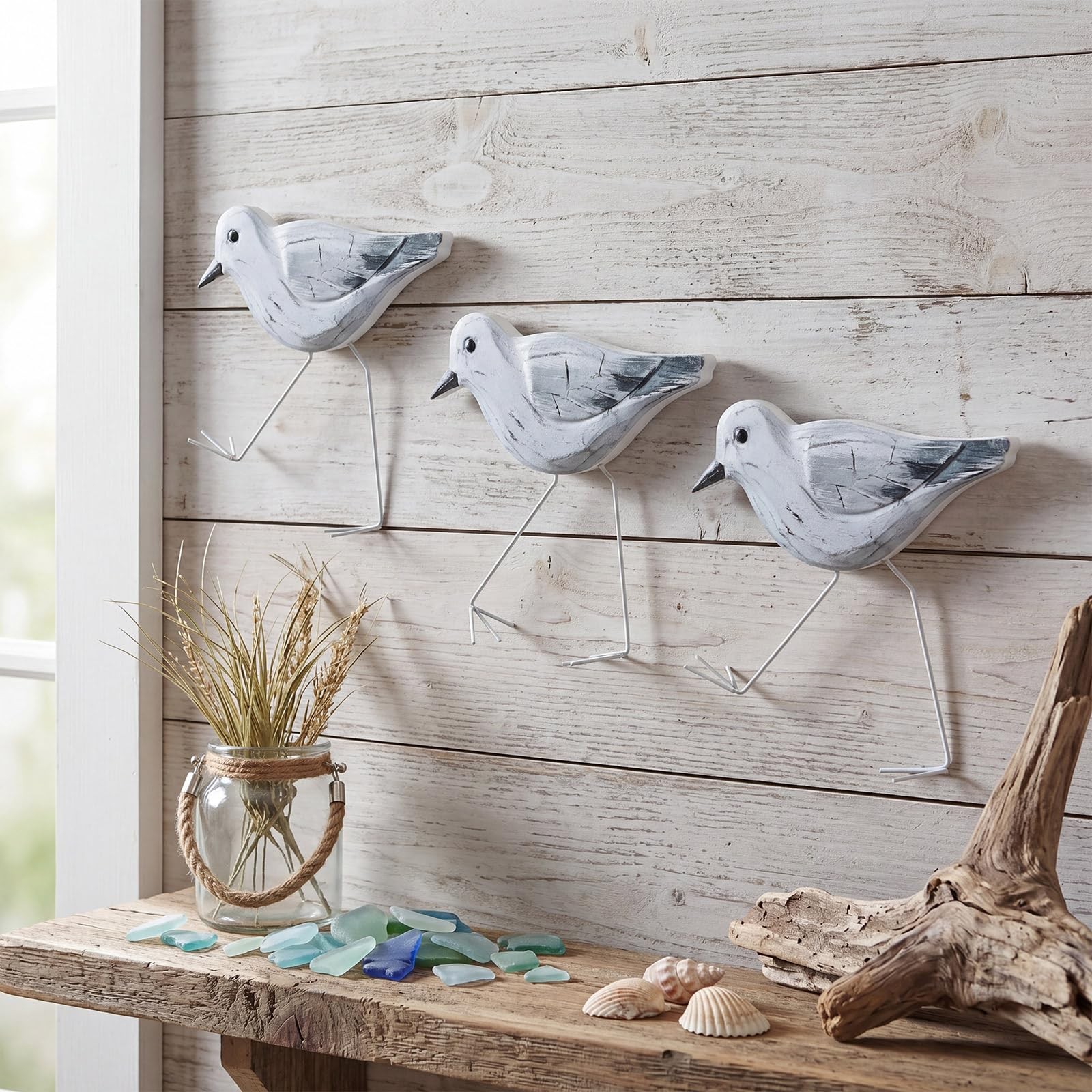 3 Pcs Wood Sandpipers Wall Decor Coastal Wall Decor Sandpiper Coastal Beach D…