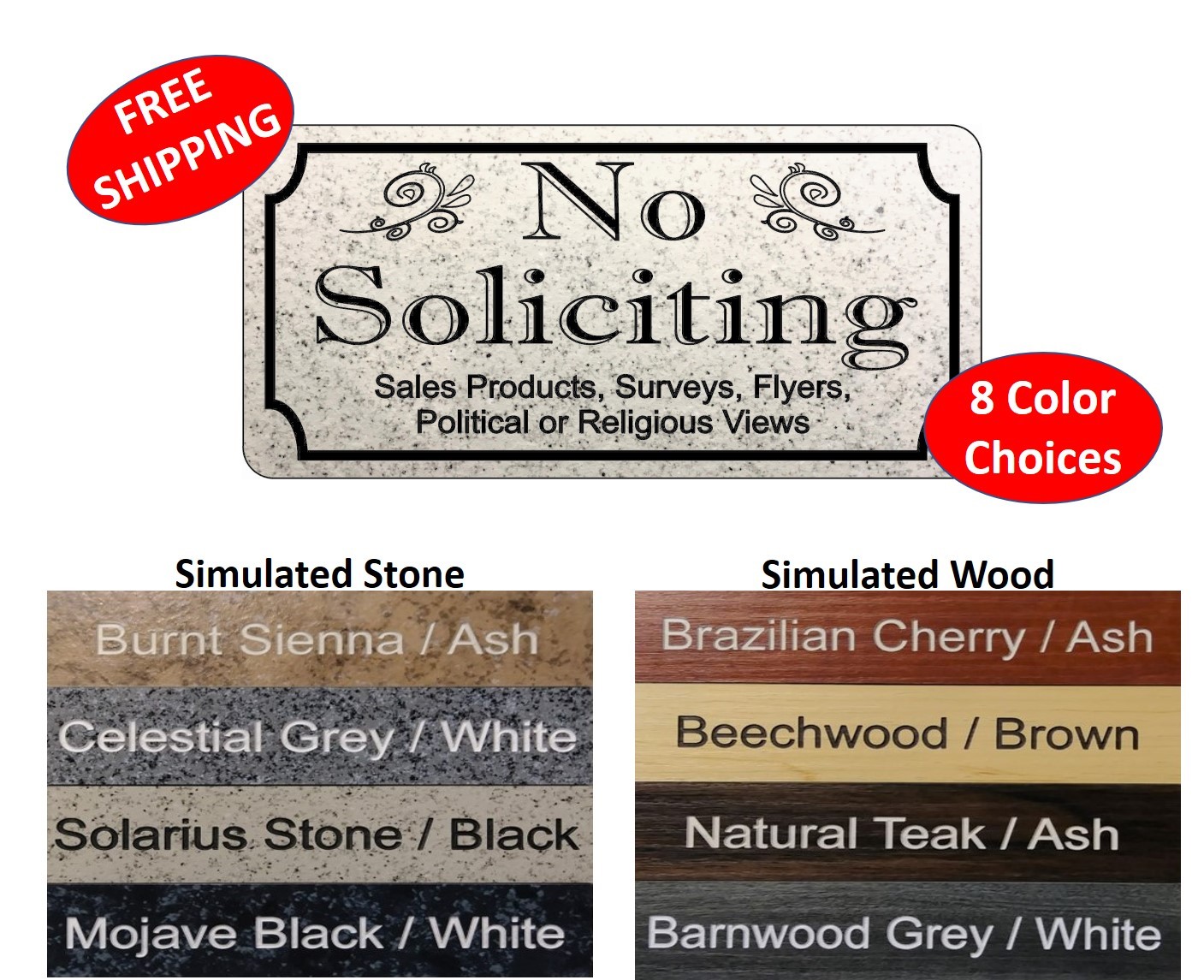Rectangular No Soliciting Sign “NO SOLICITING etc.” Sign – FREE SHIPPING