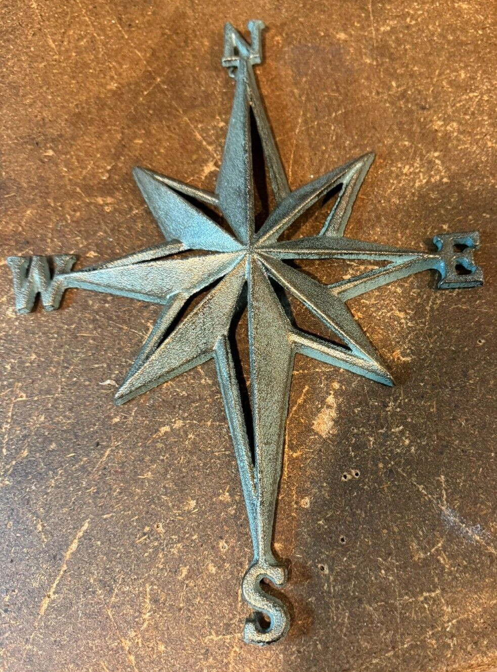 Rustic Cast Iron Rose Compass Nautical Beach House Wall Art/Outdoor Garden Decor