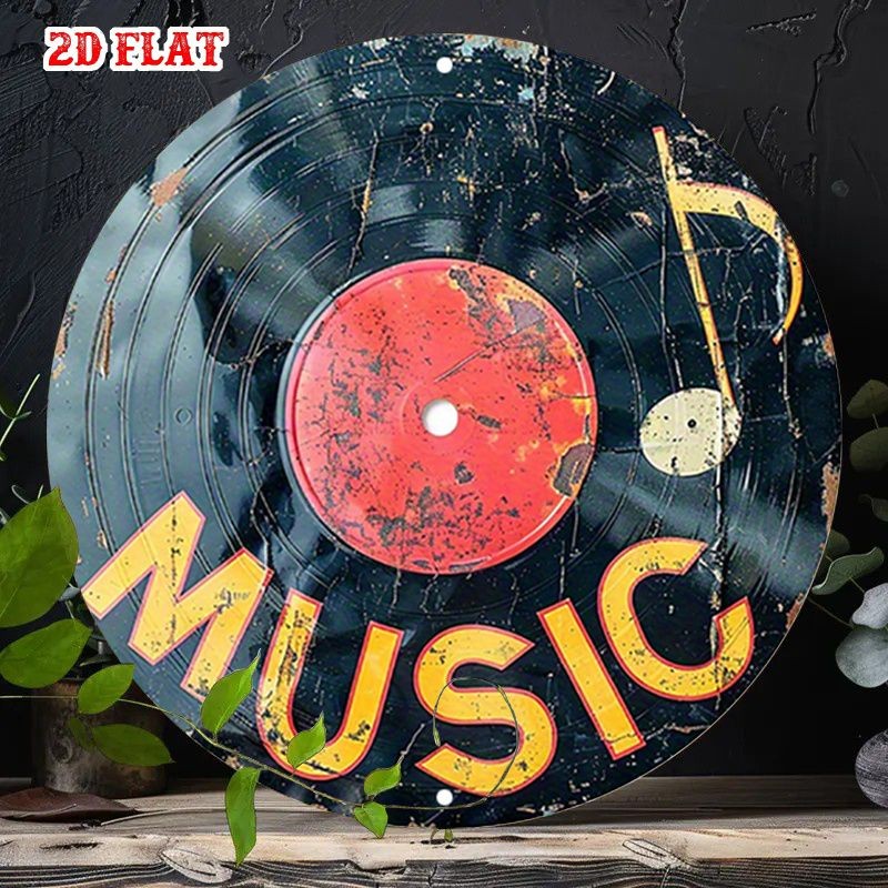 Vintage Music Vinyl Record Metal Sign Retro Music Note Wall Decoration Gift